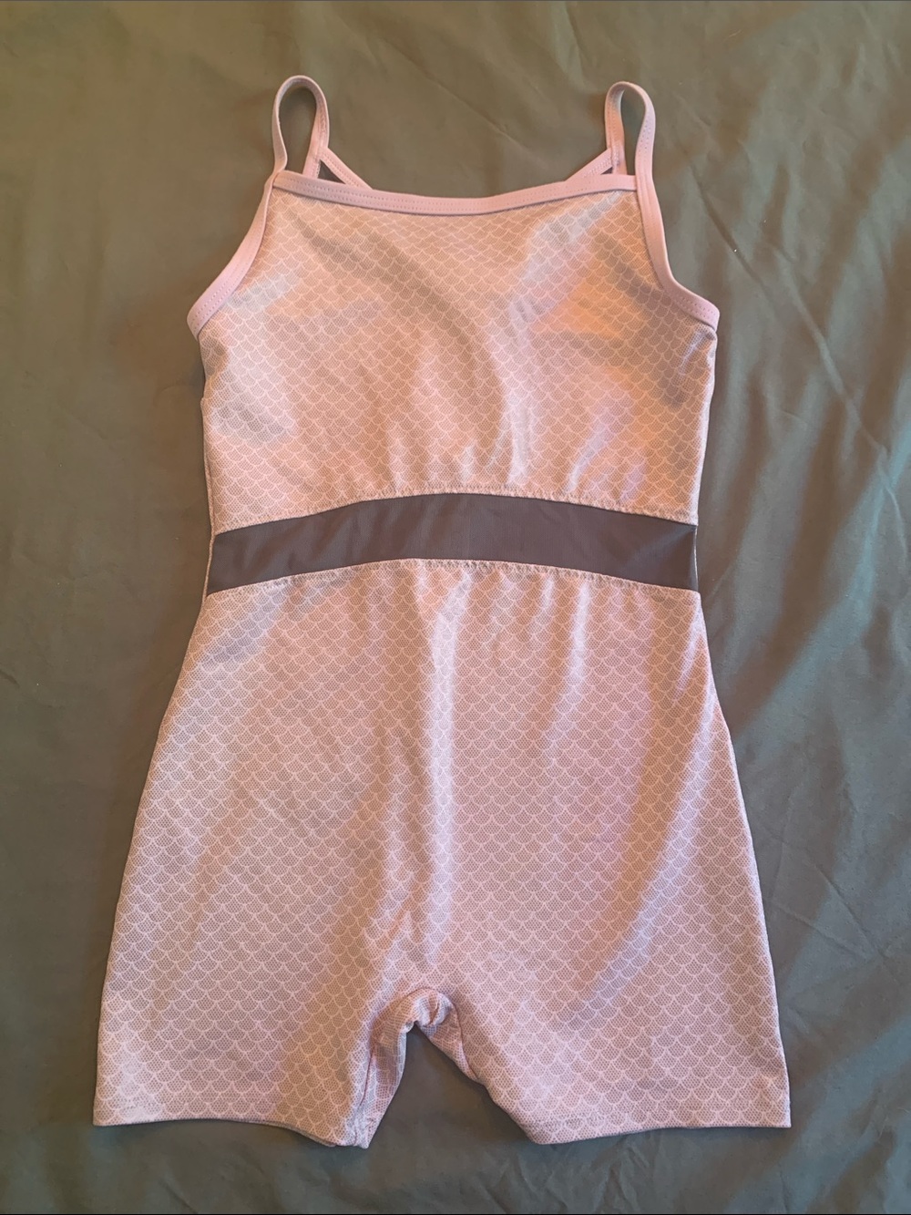 Light Pink Patterned Active One-Piece Romper with Gray Waistband